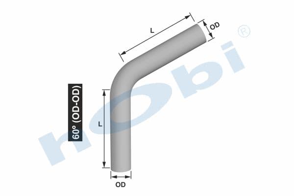 Boru, Universal Dirsek, A:60° Ø48 L1:155 L2:155 Alusi