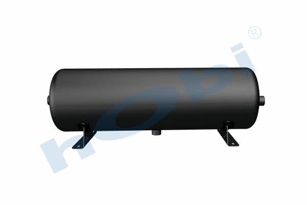Air Tank, Ø206 L:672 Steel, Body With Bracket, Lt:20 Black (RAL9005)