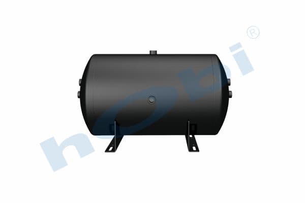Hava Tankı, Ø396 L:716 Çelik, Gövde Braketli, Lt:80 Siyah (RAL9005)